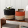 u shaped jute baskets black and orange (set of 2)