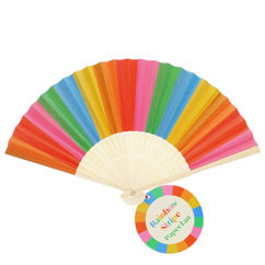 éventail en papier recyclé - rayures arc-en-ciel