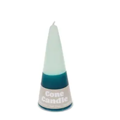 vela pequeña en forma de cono de dos colores - azul oscuro-verde menta