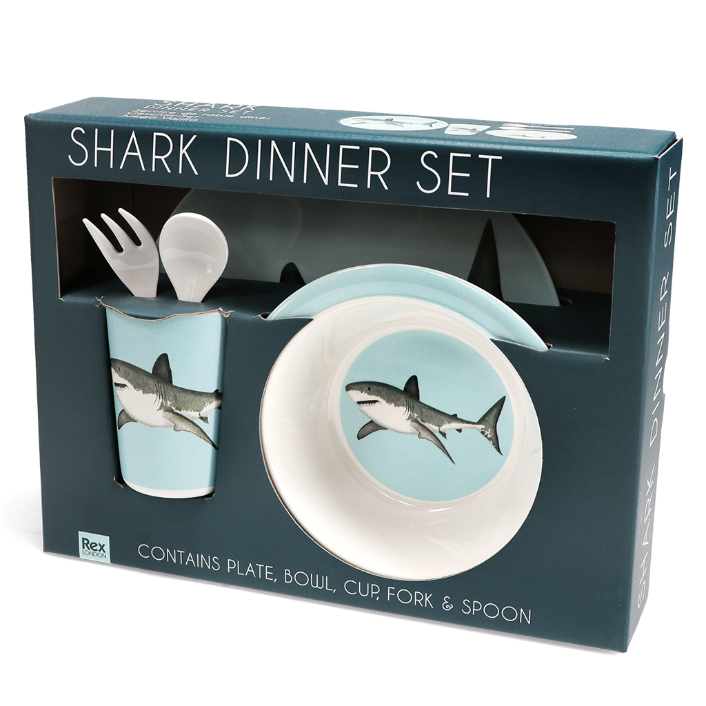 service de table enfant en mélamine (5 pièces) - sharks