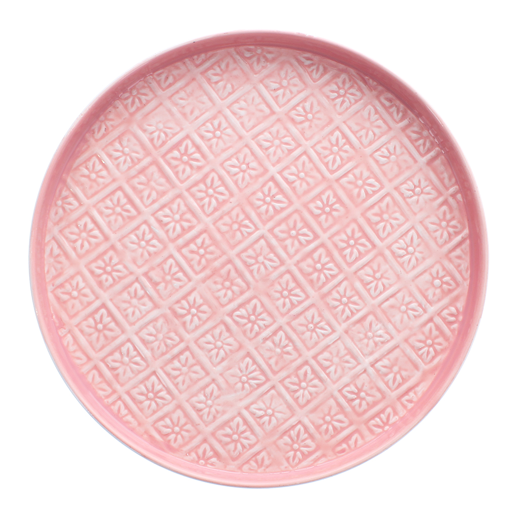 round enamel trinket tray - pink (30cm)