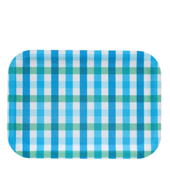 holztablett (28 x 20 cm) - blue gingham
