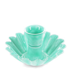 bougeoir fleur en coupe émaillé - aqua