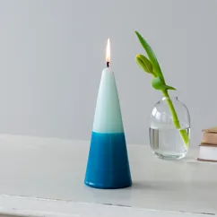 small two-colour cone candle - dark blue-mint green small two-colour cone candle - dark blue-mint green