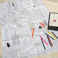 large colouring poster with pencils - haunted house