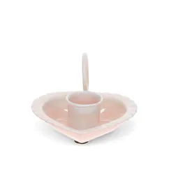 herzförmiger kerzenhalter/nachtlicht aus emaille - pink