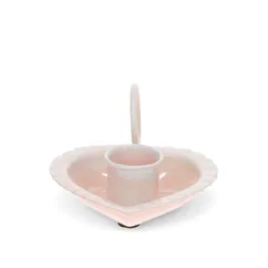 enamel heart-shaped chamberstick candle holder - pink enamel heart-shaped chamberstick candle holder - pink
