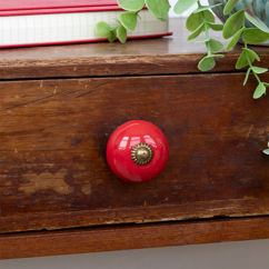 bouton de tiroir en céramique - rouge