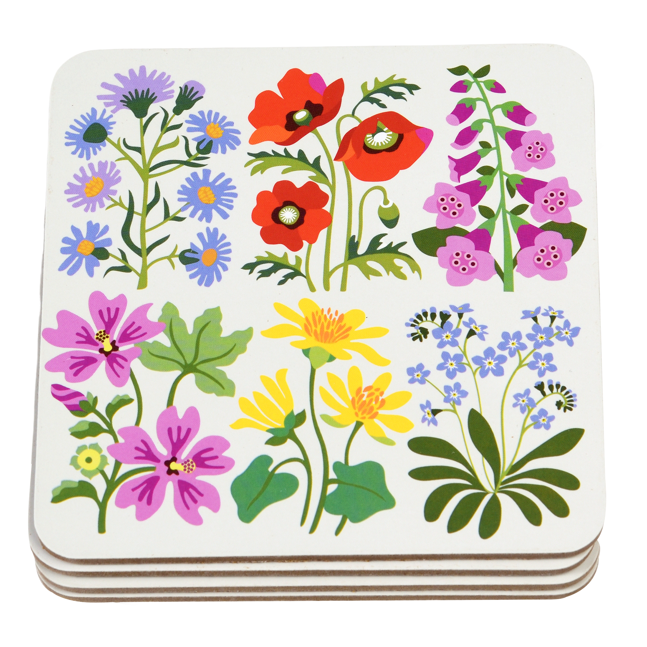 glasuntersetzer wild flowers (4-er set)