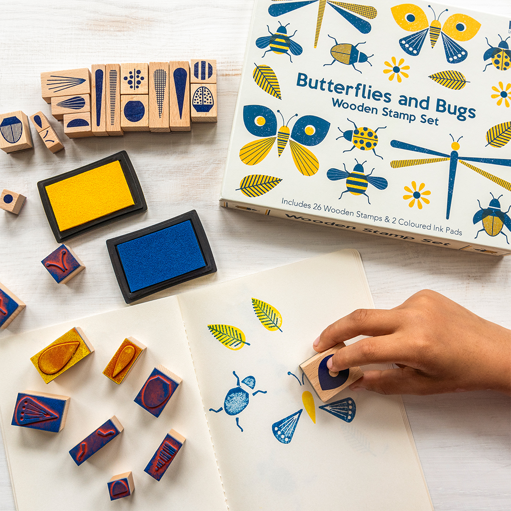 wooden stamp set - butterflies and bugs