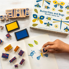 wooden stamp set - butterflies and bugs