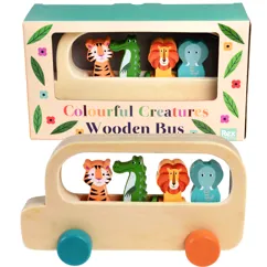 hölzerner bus colourful creatures