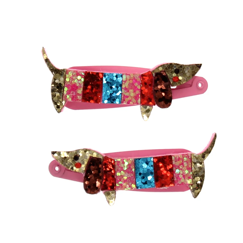 sausage dog glitter hair clips (set of 2)