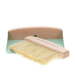 wooden table brush and pan set - pistachio