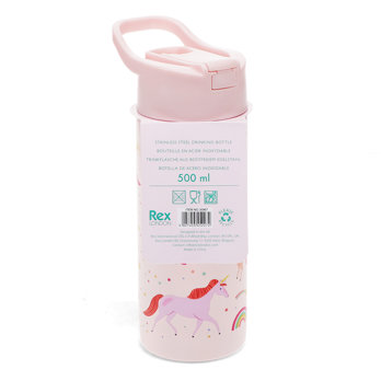 stainless steel bottle with push button lid 500ml - unicorn