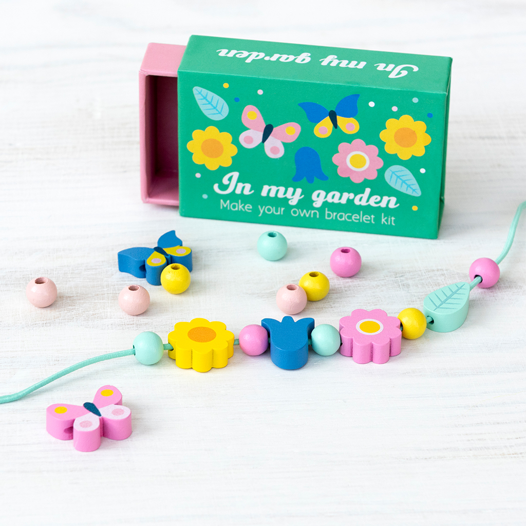 kit bracelet de perles en bois - dans mon jardin
