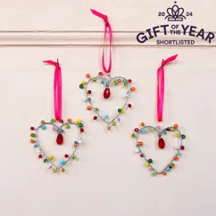 handmade beaded heart decoration (5x5cm) - multi-coloured handmade beaded heart decoration (5x5cm) - multi-coloured