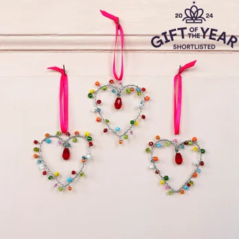 handmade beaded heart decoration (5x5cm) - multi-coloured handmade beaded heart decoration (5x5cm) - multi-coloured