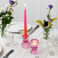 double ended glass candle holder - pink