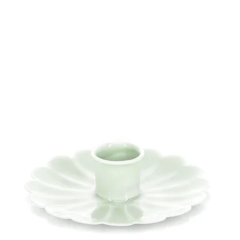 enamel flat flower candle holder - light grey enamel flat flower candle holder - light grey