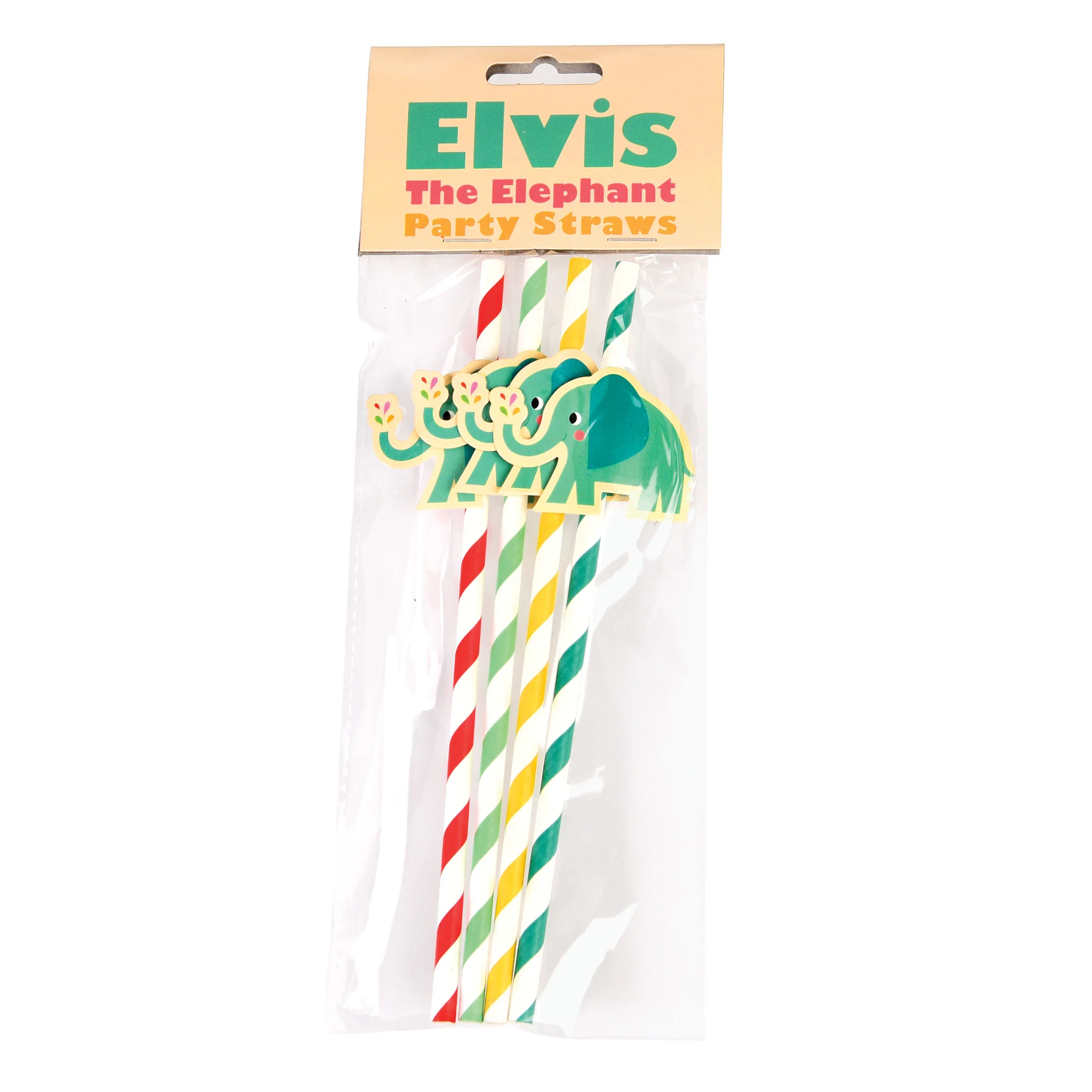 party straws (pack of 4) - elvis the elephant