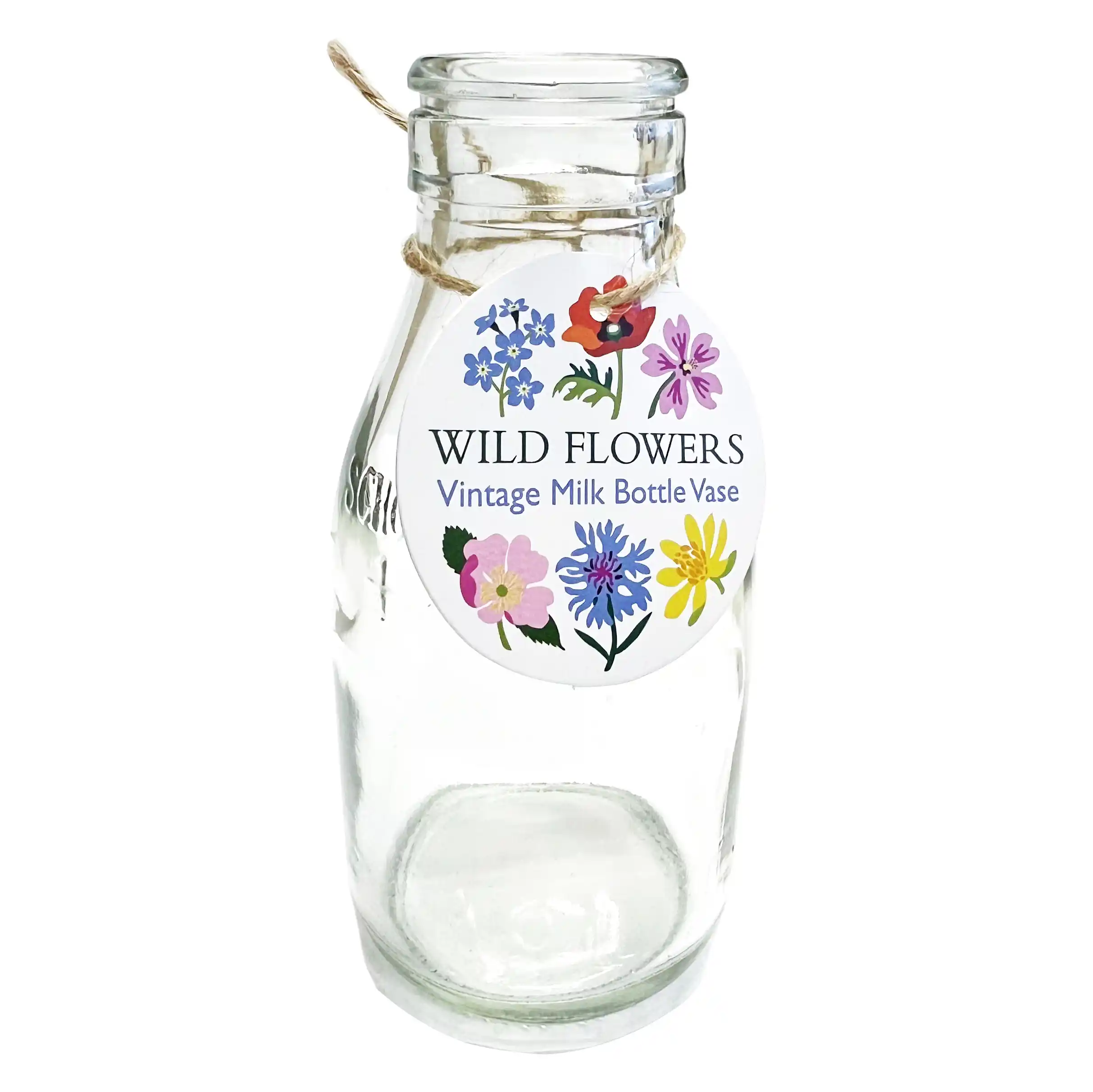 florero de botella de leche escolar - wild flowers