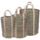 tall jute storage baskets (set of 3) - green stripes