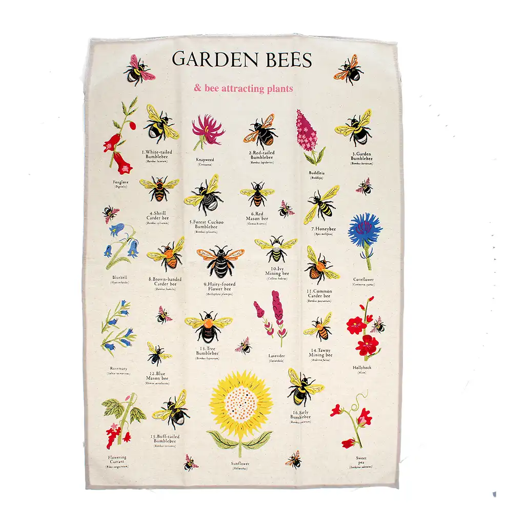 tea towel - garden bees