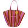 tote bag tissé recyclé avec anses en toile - jaune, rose, rouge