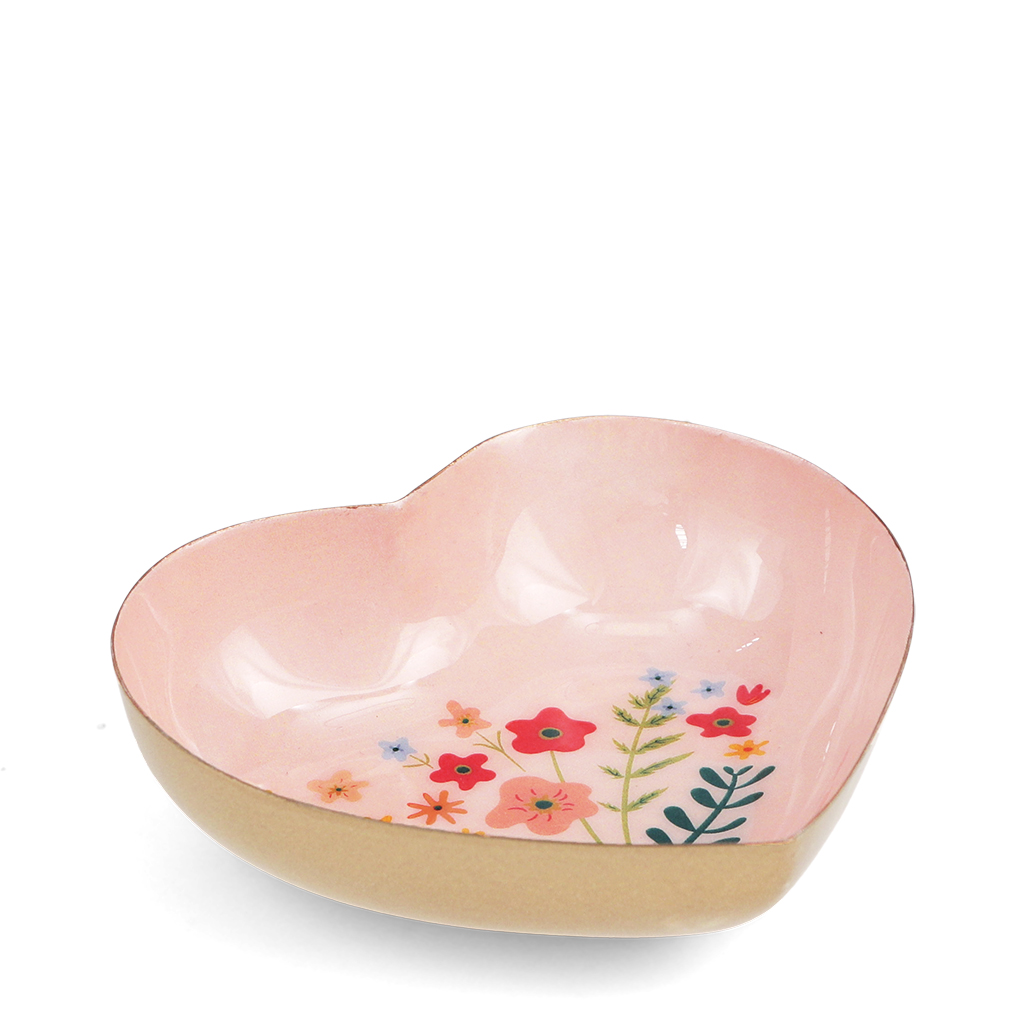 heart-shaped enamel trinket dish - flower
