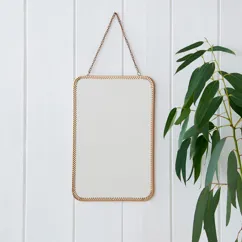 rectangular hanging mirror (29cm x 19cm) - gold tone rectangular hanging mirror (29cm x 19cm) - gold tone
