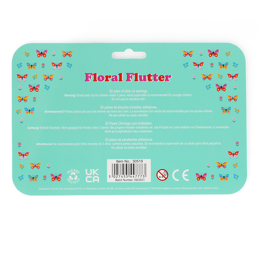 boucles d'oreilles à coller (30 paires) - floral flutter