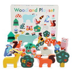 coffret de jeu en bois avec animaux - woodland
