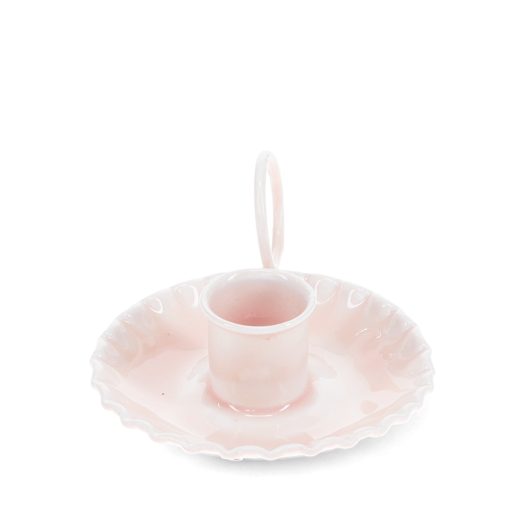 bougeoir chandelier en émail - rose