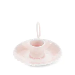 enamel chamberstick candle holder - pink