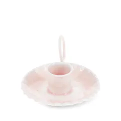 enamel chamberstick candle holder - soft pink enamel chamberstick candle holder - soft pink