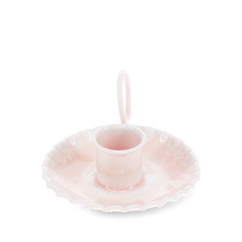 enamel chamberstick candle holder - soft pink