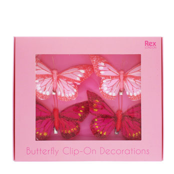 feather butterfly clip-on decorations (set of 4) - 12cm x 6cm