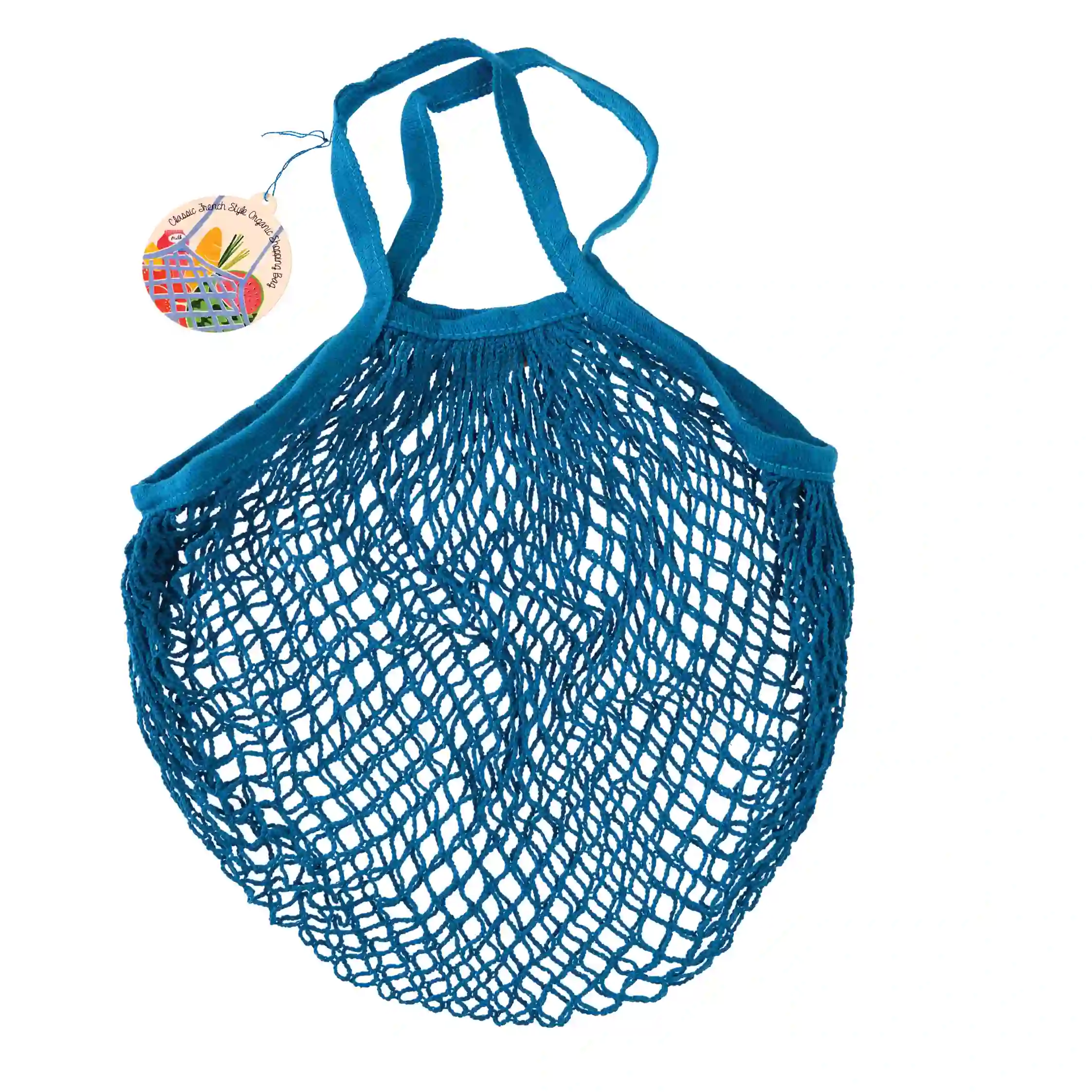 bolsa de malla en azul griego algodón orgánico