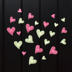 glow in the dark stick-on shapes (box of 24) - hearts