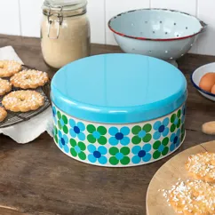 cake storage tin - blue and green daisy cake storage tin - blue and green daisy