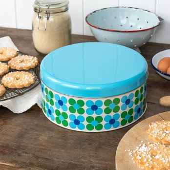 cake storage tin - blue and green daisy cake storage tin - blue and green daisy
