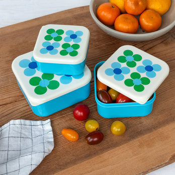 snack boxes (set of 3) - blue and green daisy