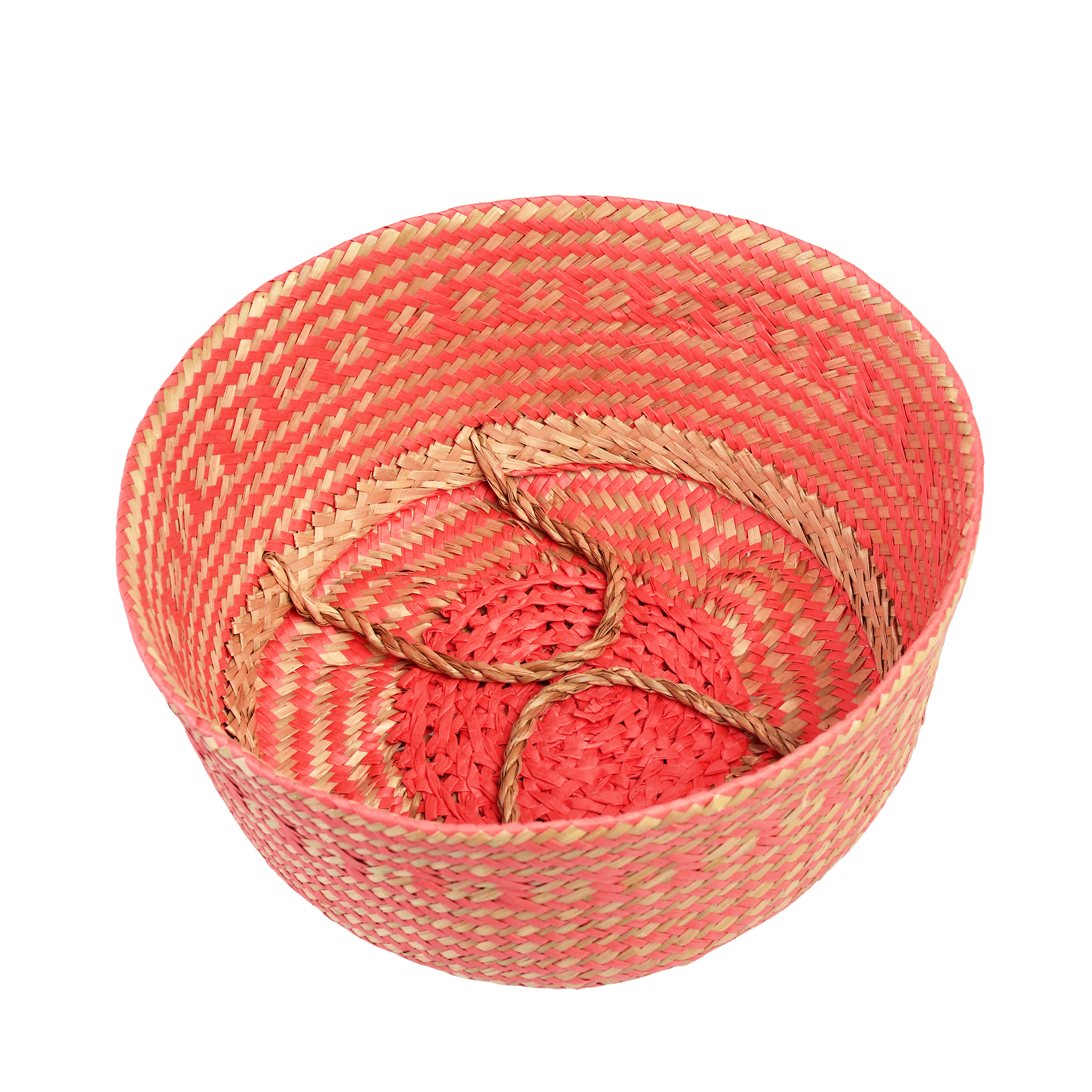 small seagrass basket - coral
