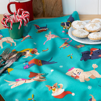 cotton tea towel - festive friends