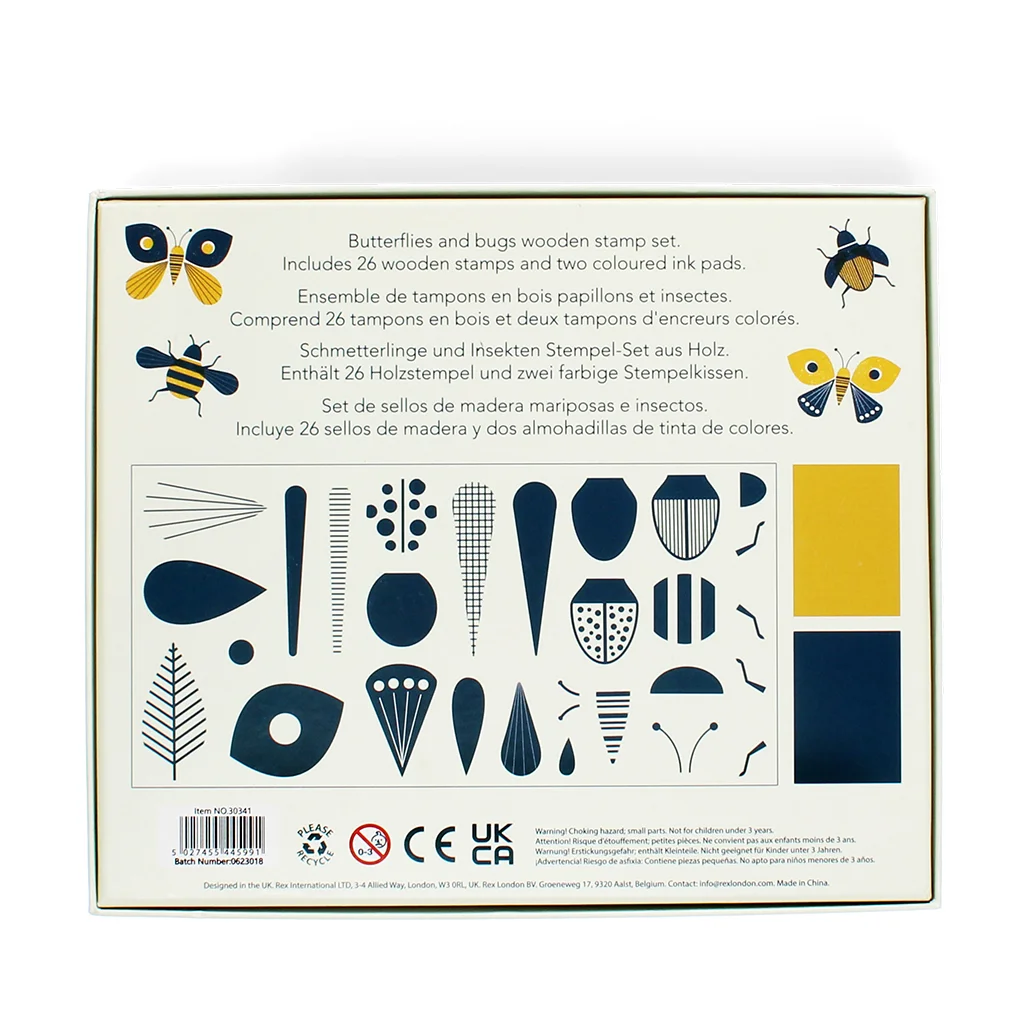 wooden stamp set - butterflies and bugs