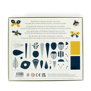 stempel-set aus holz - schmetterlinge und insekten