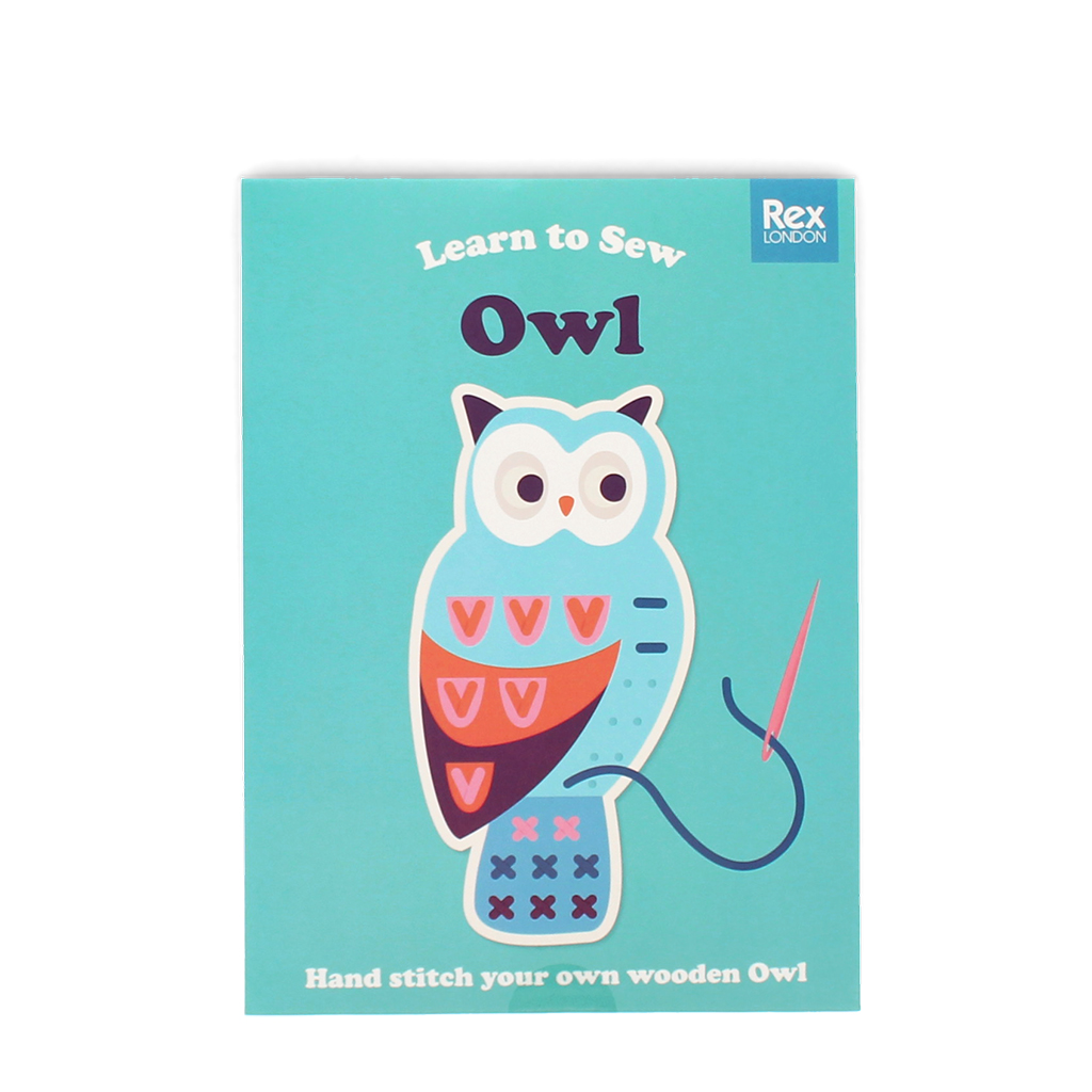 learn to sew wooden hand-stitch set - owl