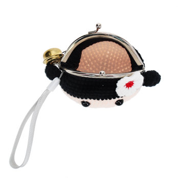crochet coin purse with jingle bell - girl