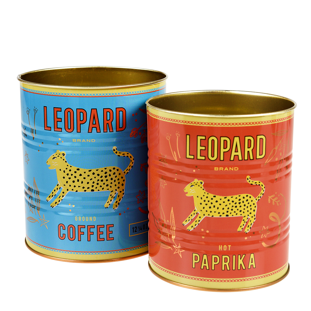 medium storage tins (set of 2) - leopard